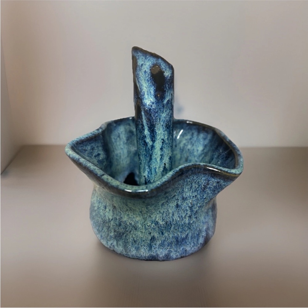 Artistic Blue Ceramic Centerpiece signed - Picture 3 of 6